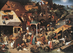 Netherlandish Proverbs
(1559), by Pieter Bruegel the Elder