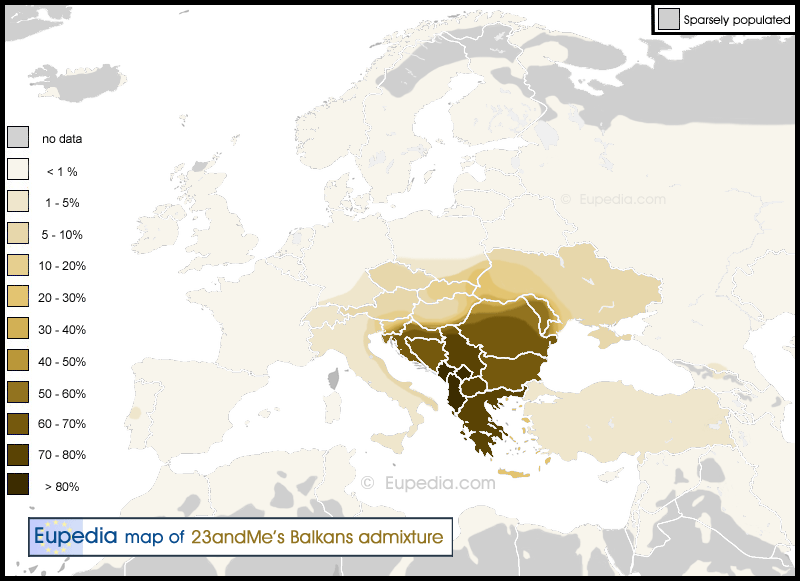 Distribution of the Balkans admixture in and around Europe