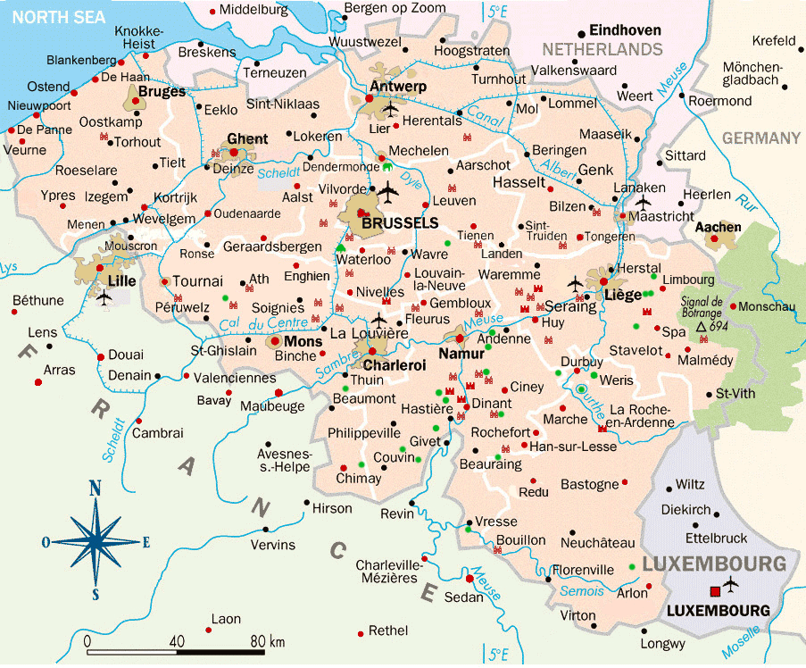 Carte touristique de Belgique - Guide de Belgique - Eupedia