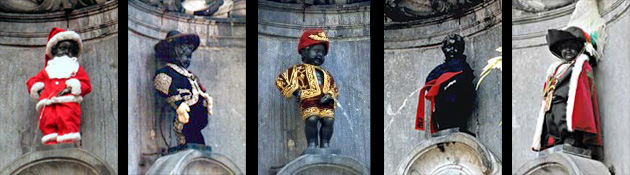 5 of the 725 costumes of Manneken Pis