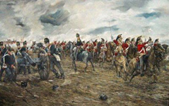 Scots Cavalry attacking French artillery at Waterloo