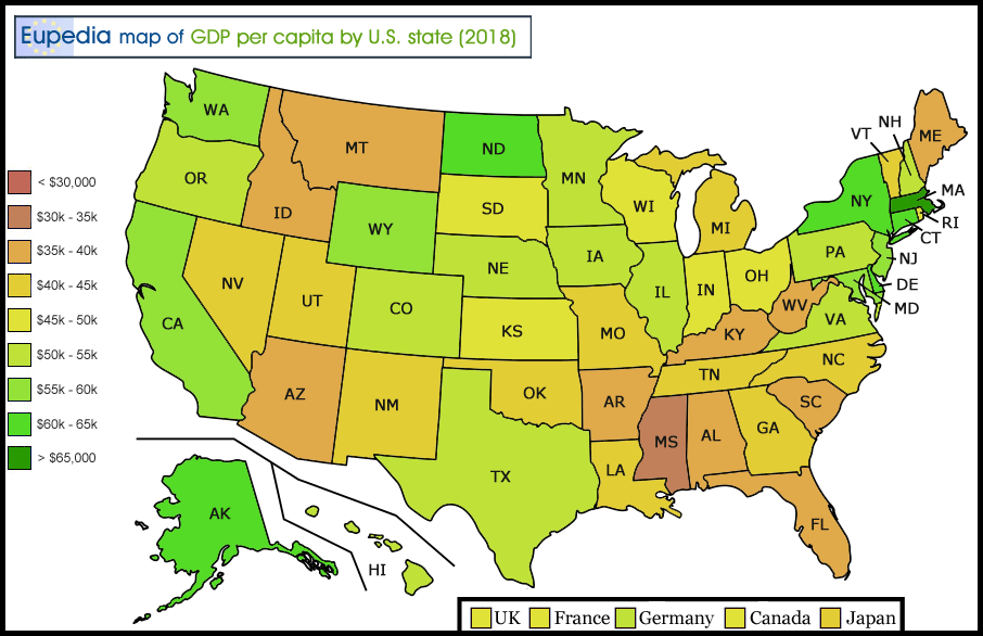 Socio-economic maps of the United States of America - Europe Guide - Eupedia